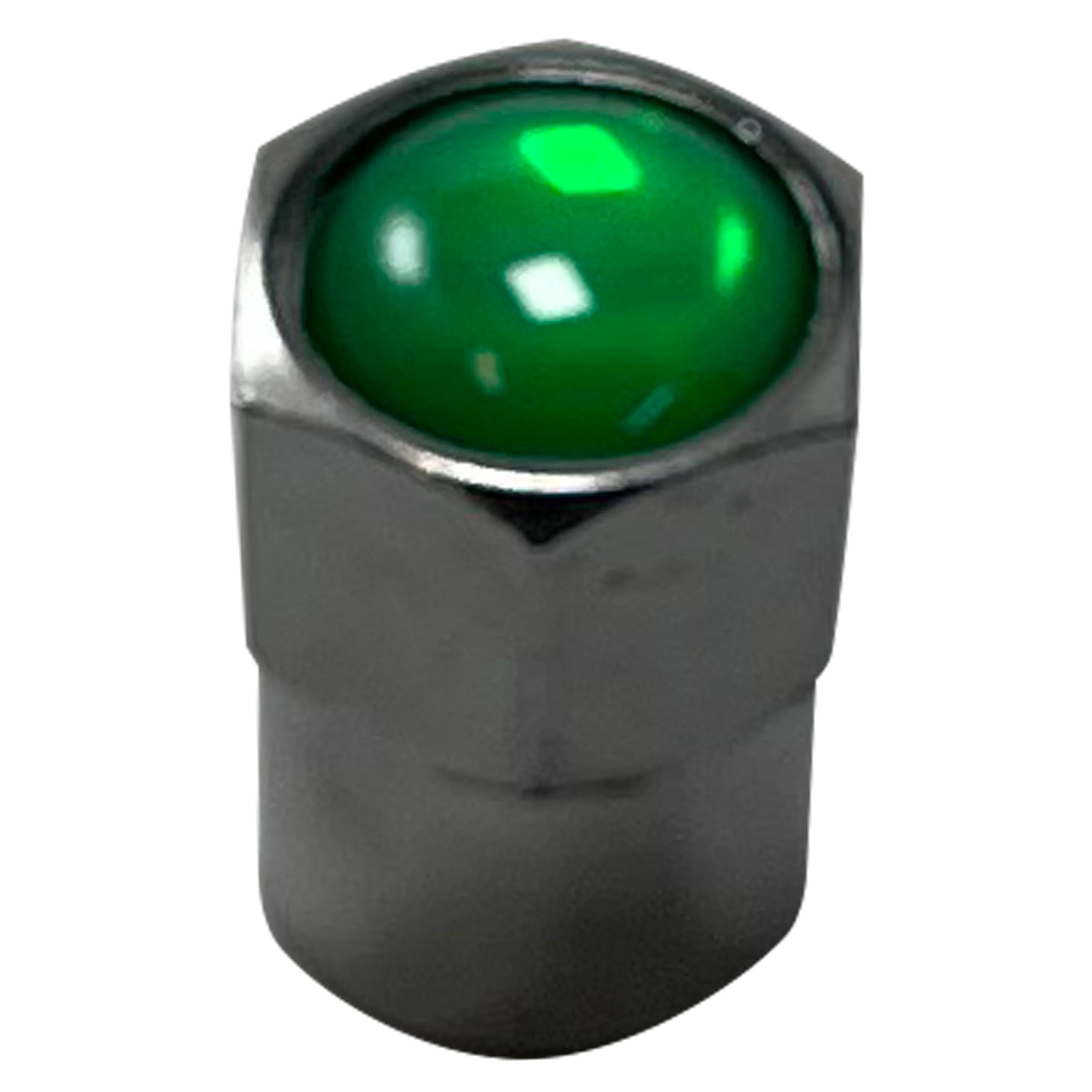 TPMS Valve Stem Caps - Chromed Plastic with Green Dome - Universal Fit - 100 Pack - Image 4