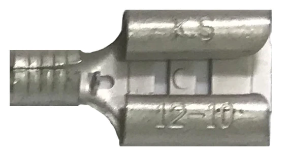 12-10 AWG Non-Insulated Female Quick Disconnect Terminals - .375 Tab Tin-Plated Copper - 100 or 1000 Pack - Made in USA - Image 2