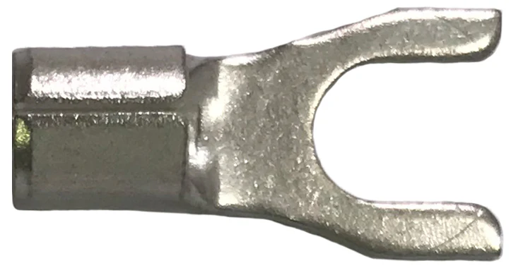 12-10 AWG Non-Insulated Spade Terminals - Tin-Plated Copper - #8 Stud - 100 or 1000 Pack - Made in USA