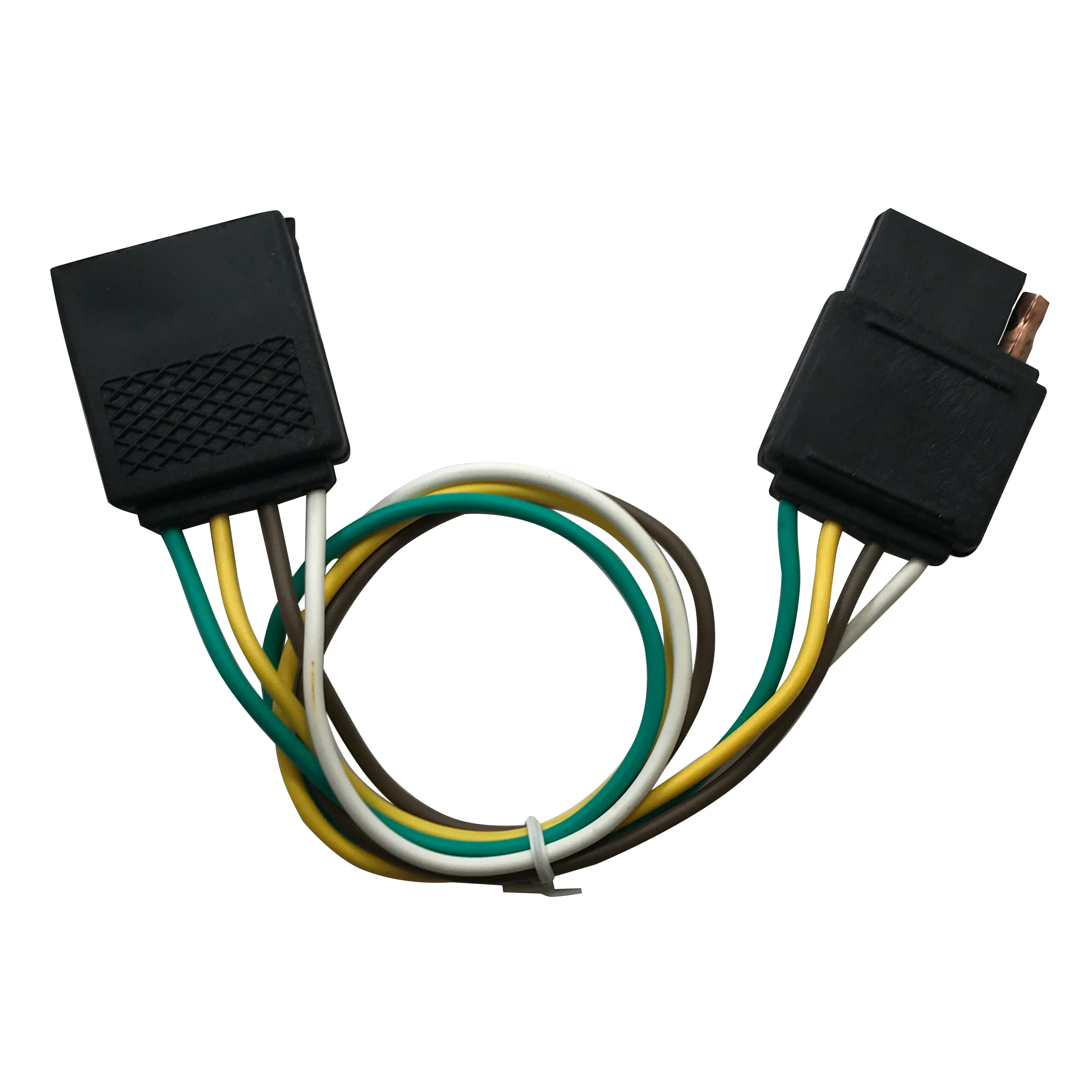12" 4-Pin Flat Trailer Plug Extension with Built-In Wire Tester - Connector Harness - Image 2