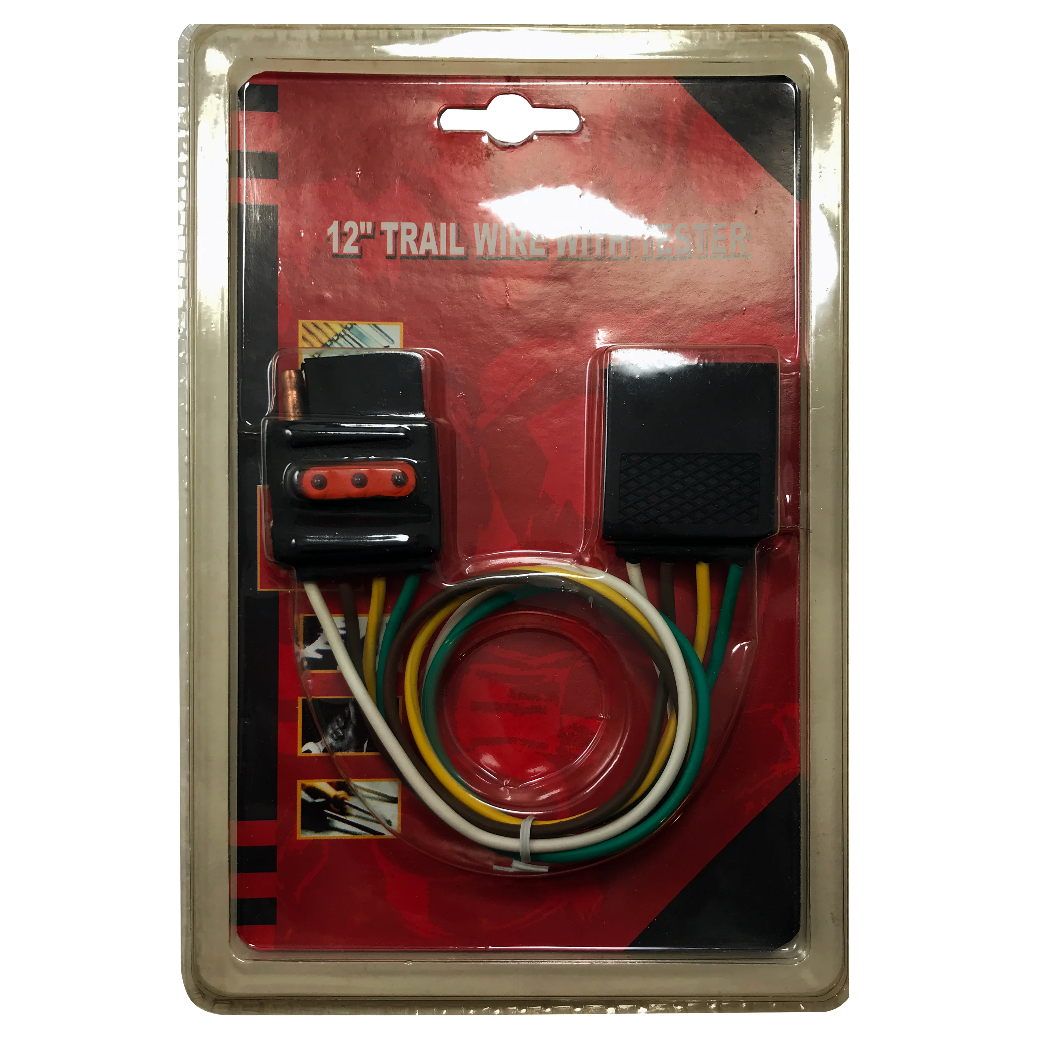 12" 4-Pin Flat Trailer Plug Extension with Built-In Wire Tester - Connector Harness - Image 4