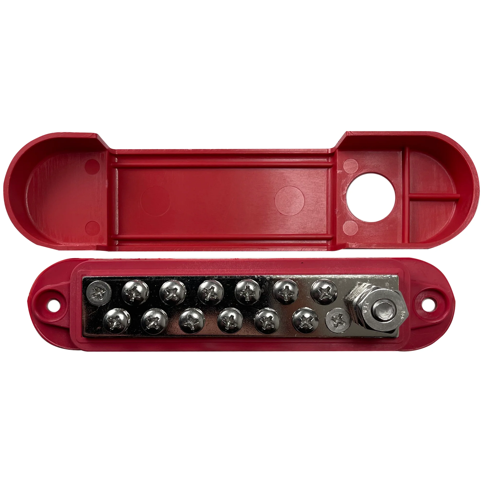 12 Point Power Distribution Block Terminal Busbar with Red Cover & Insulator Boot - 1/4" Post - Image 4