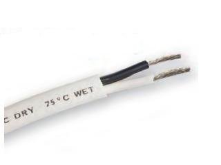 12/2 Black/White 25 ft, Boat Cable, White jacket, Tinned Wire