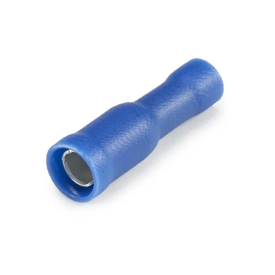 Vinyl Insulated Blue Female Bullet Connector 16-14 Gauge .156 Tab - 100 or 200 Pack