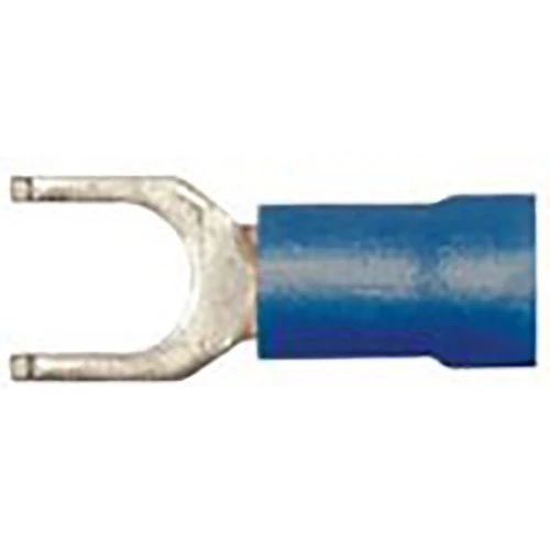 Vinyl Insulated Blue Flange Spade Terminal 16-14 Gauge #10 Stud - 100 Pack - Image 2
