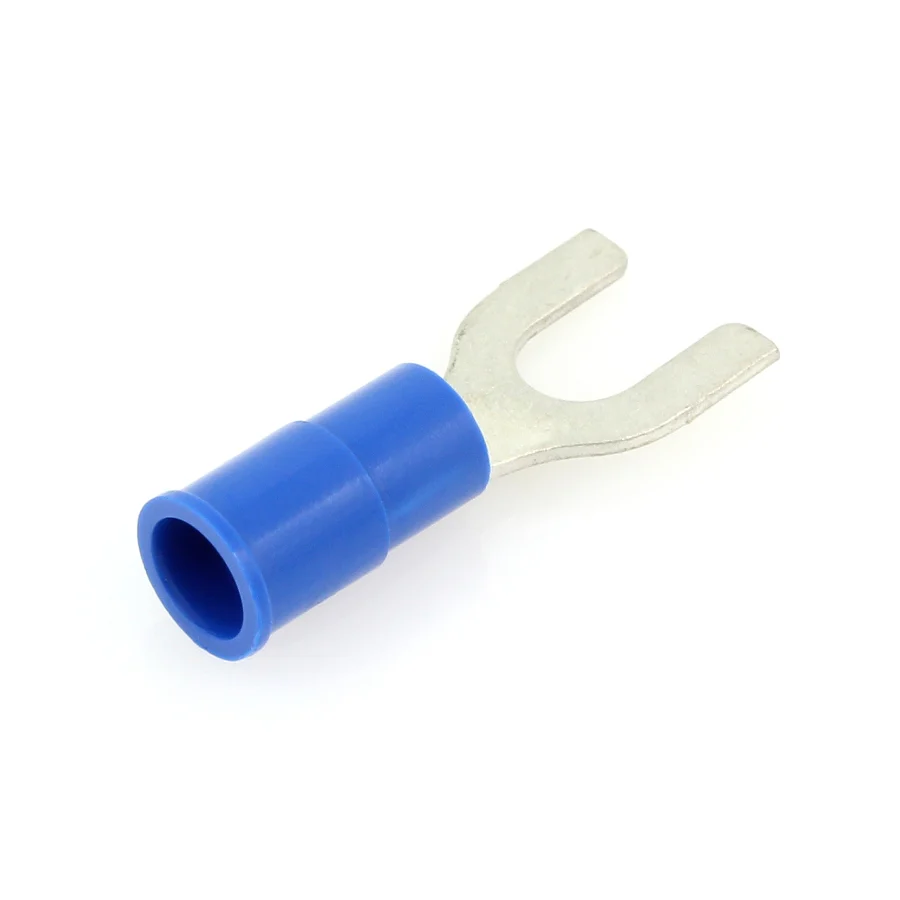 Vinyl Insulated Blue Spade Terminal 16-14 Gauge #6 Stud - 100 or 300 Pack - Image 2