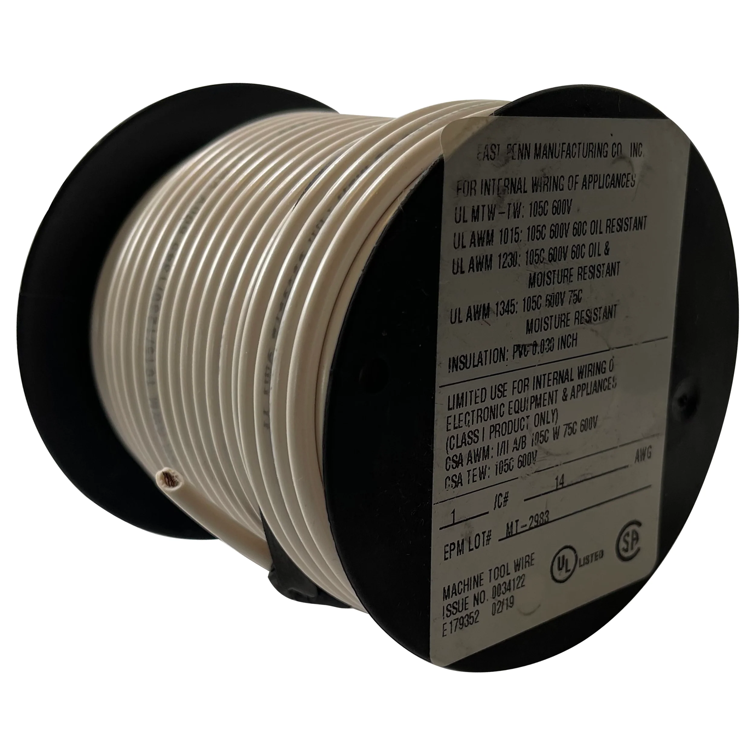 14 AWG Primary Copper 600V Machine Tool Wire - 100 ft Spool USA Made
