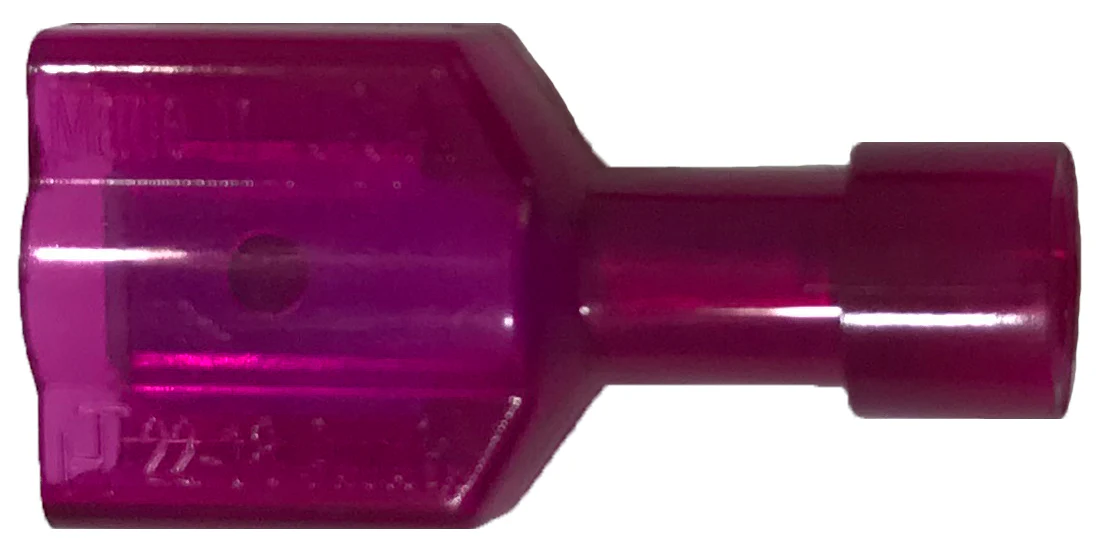 Nylon Fully Insulated Red Male Quick Disconnect Connector 22-18 Gauge .250 Tab - 100 or 500 Pack