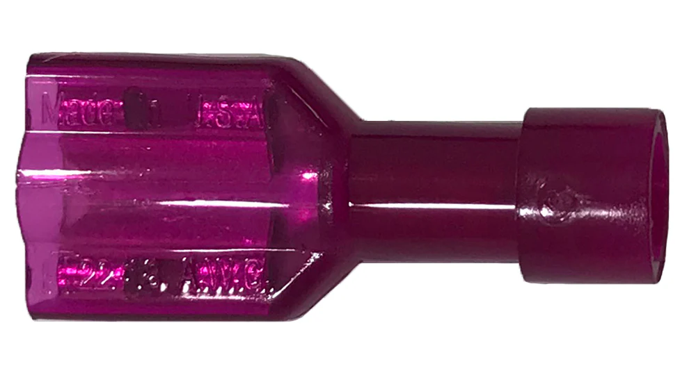 Nylon Fully Insulated Red Female Quick Disconnect Connector 22-18 Gauge .187 Tab - 100 Pack