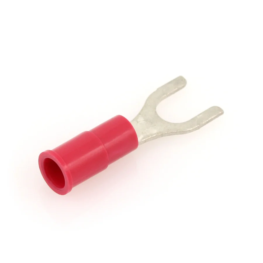 Vinyl Insulated Red Spade Terminal 22-18 Gauge #8 Stud - 100 or 300 Pack - Image 2