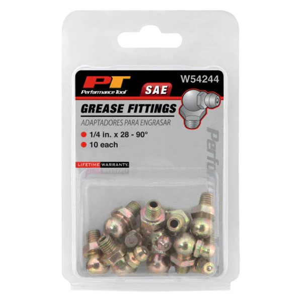 Short 90 Degree Grease Fitting - 1/4" x -28 SAE - 10 Pack - Image 2