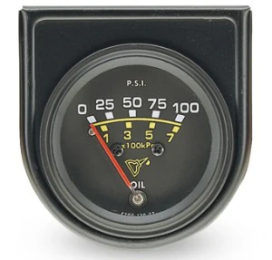 Equus Mechanical Oil Pressure Gauge 2"diam 0-100 Psi Black Bezel