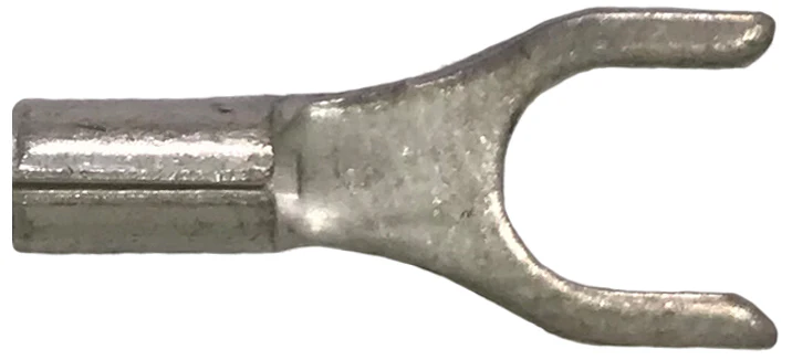 22-18 AWG Non-Insulated Spade Terminals - Tin-Plated Copper - #8 Stud - 100 to 1000 Pack - Made in USA