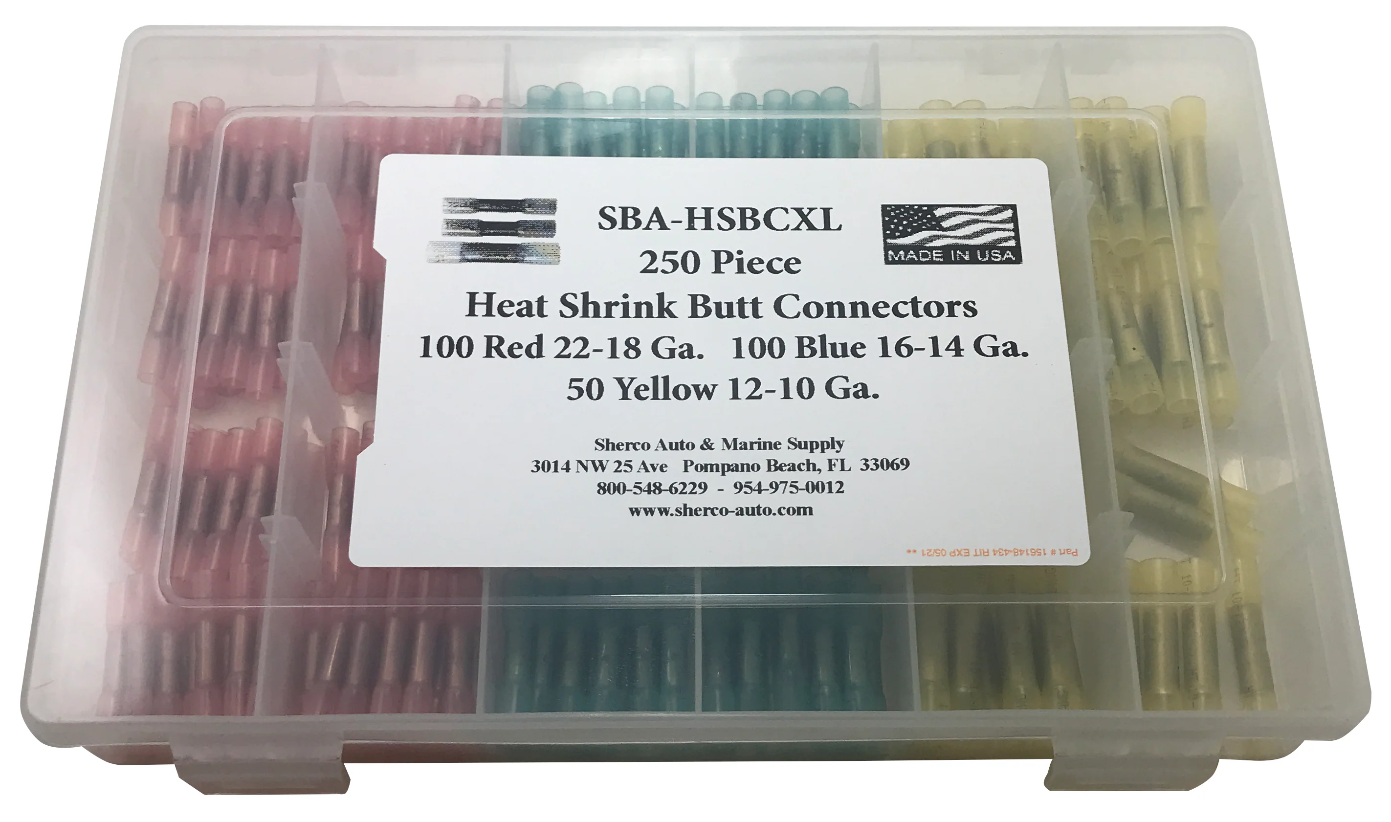 Heat Shrink & Crimp Butt Connector Assortment - 250 Piece - Made in USA - Image 2