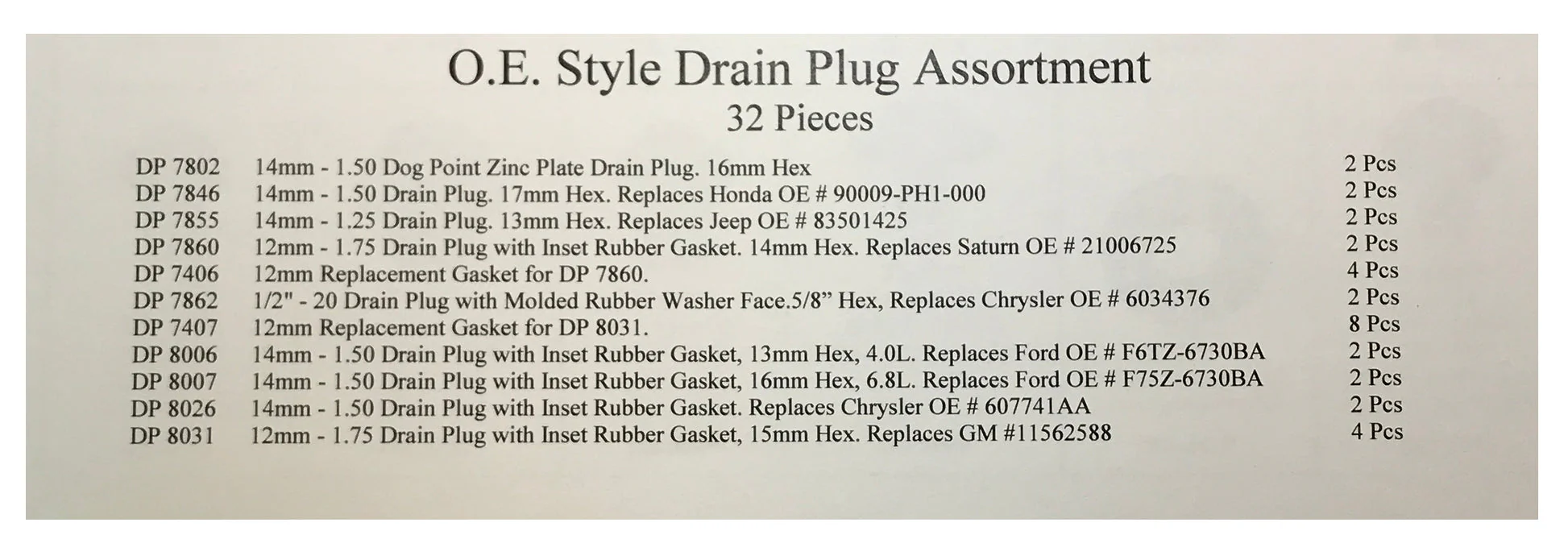 32 Piece Large O.E Style Oil Drain Plug and Gasket Assortment Box Kit - 11 Sizes - Made in the USA - Image 3