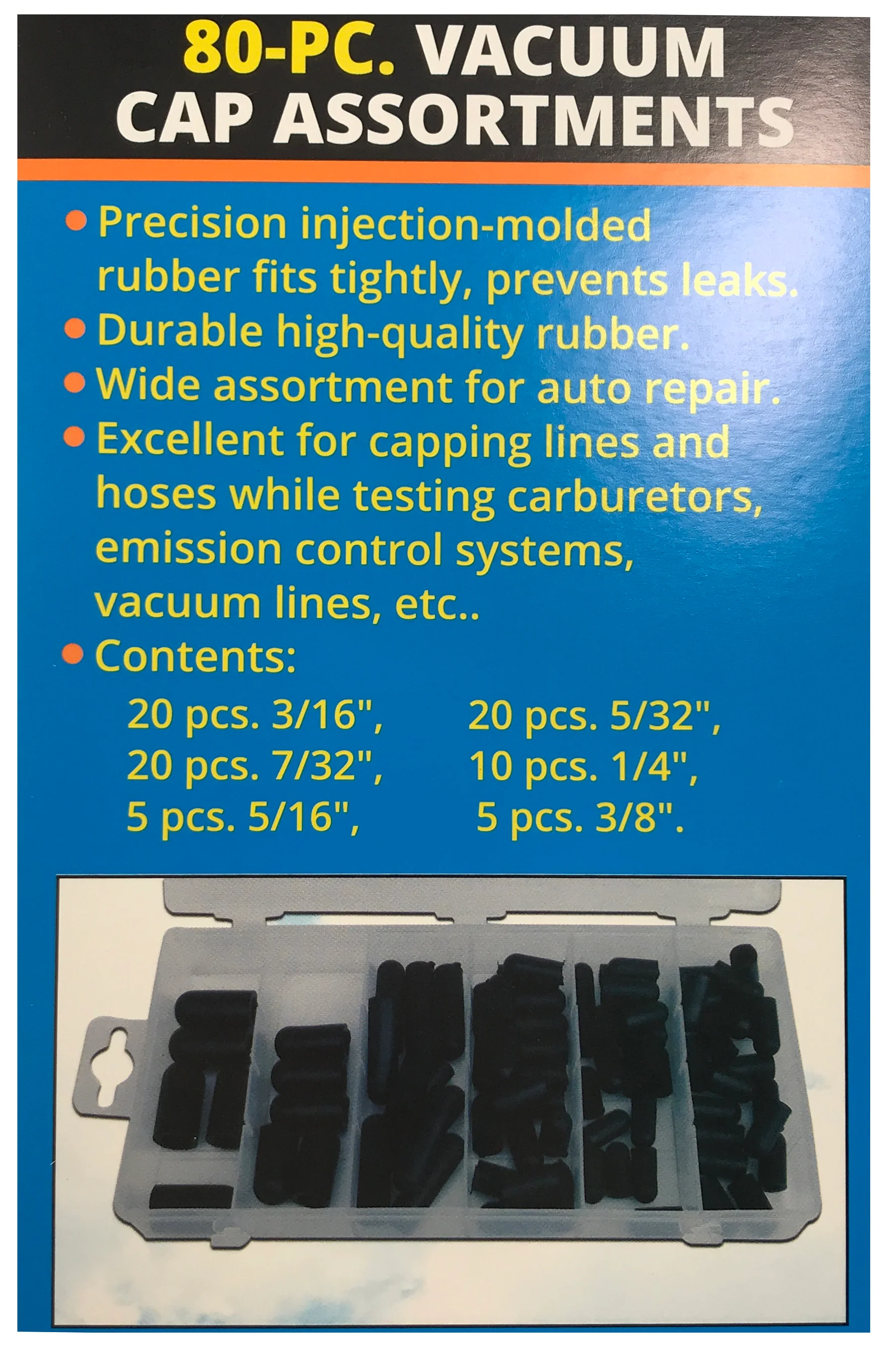 80 Piece Rubber Vacuum Cap Assortment Kit - Image 4