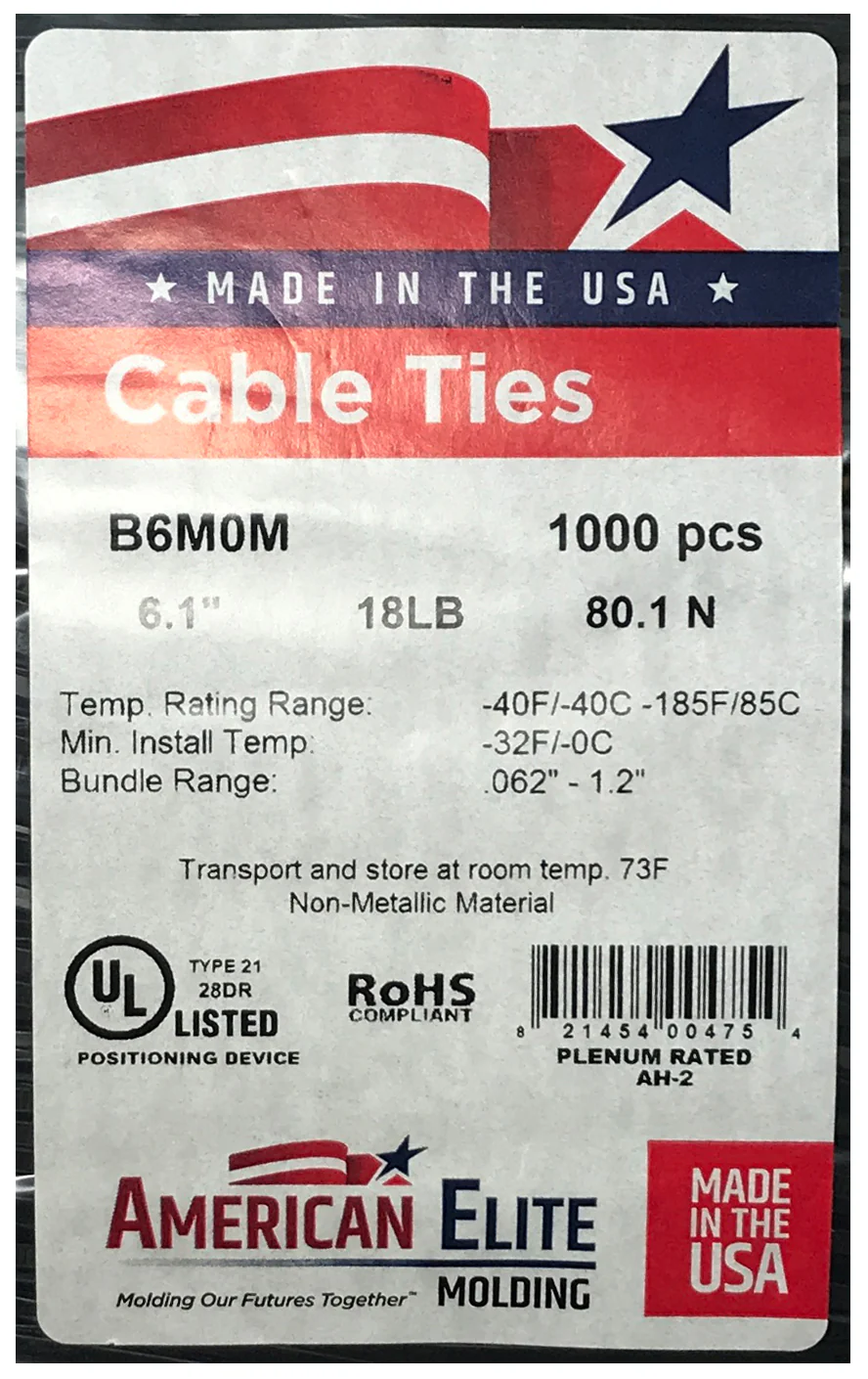 6" Standard Black Cable Ties - 18 lb Tensile Strength - 100 or 1000 Pack - Image 3