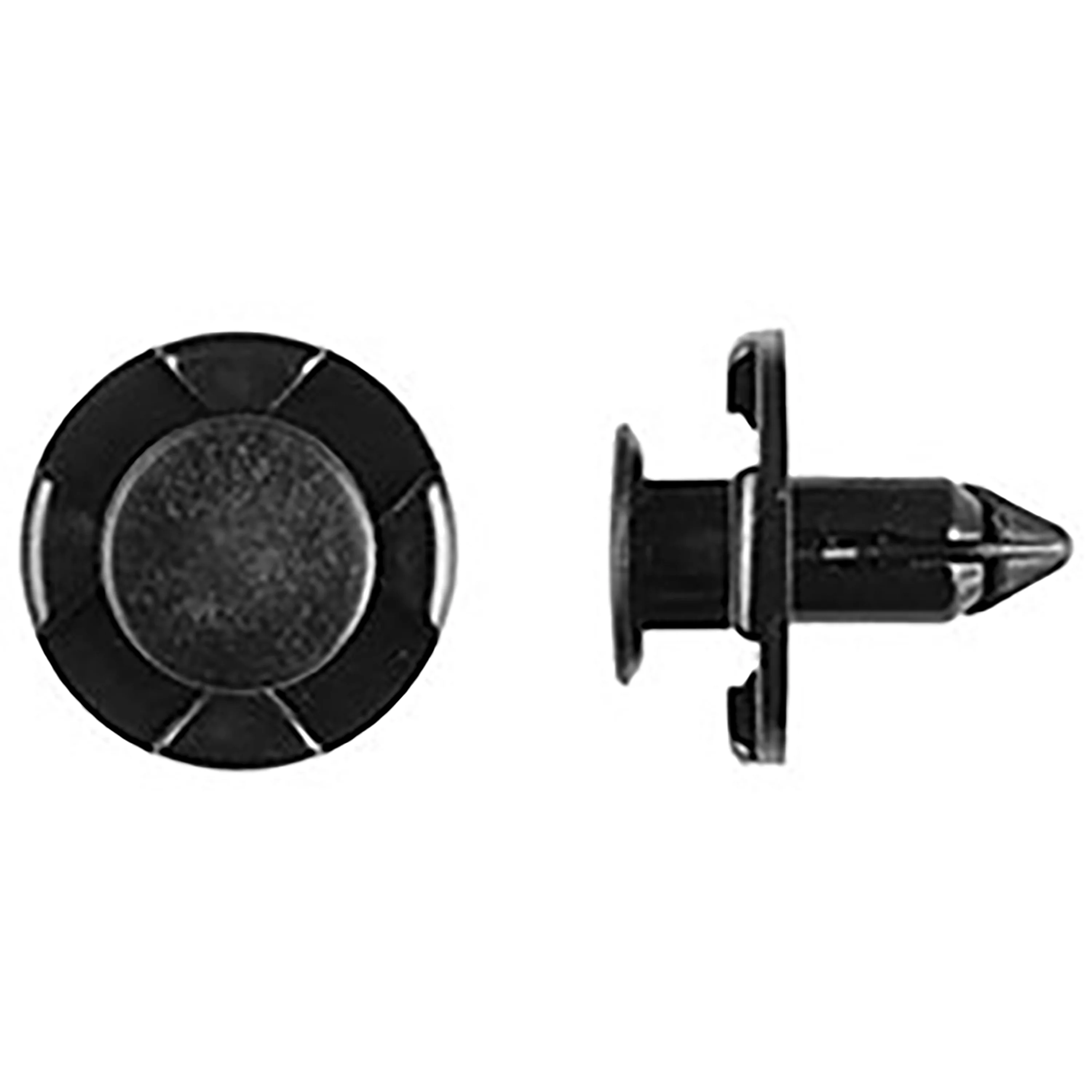 Black Nylon Bumper Push Type Retainers - 7MM Hole 10MM Stem 20MM Flange - 15 Pack - Image 2