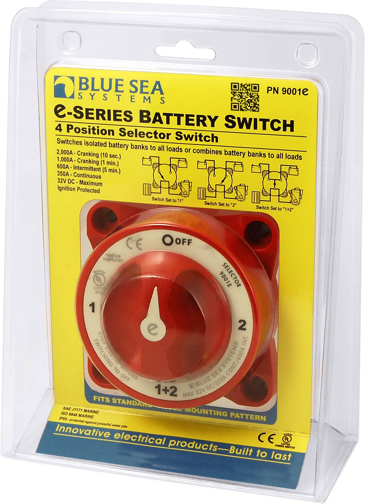 Blue Sea 9001e Marine 4-Position Dual Boat Battery Selector Switch - OFF/1/1+2/2 - Image 10