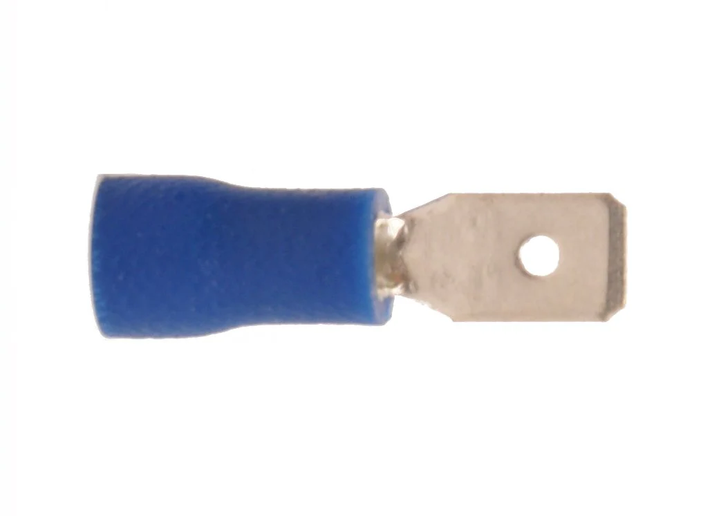 Vinyl Insulated Blue Male Quick Disconnect Connector 16-14 Gauge .187 Tab - 100 Pack - Image 2