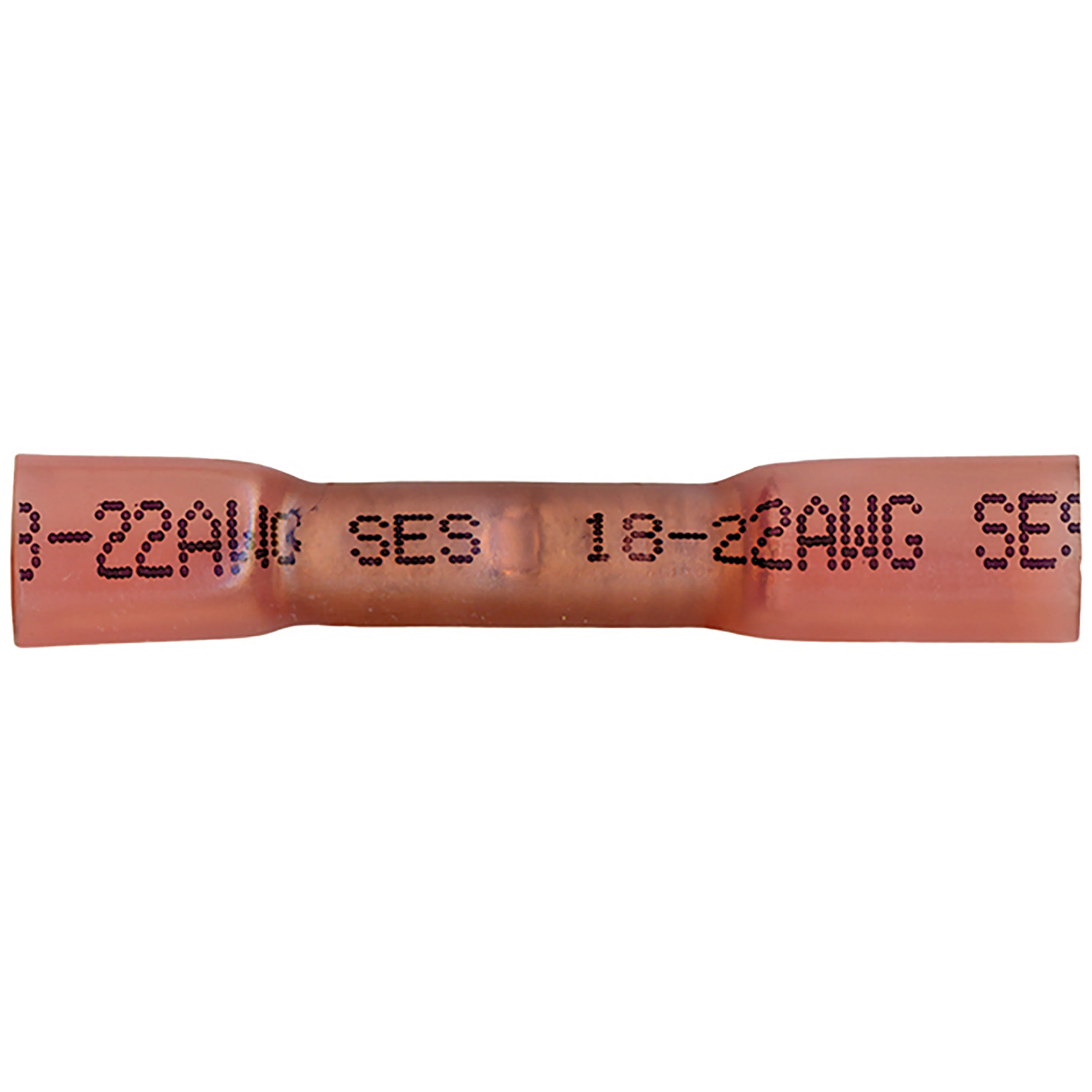 22-18 AWG Red Heat Shrink & Crimp Butt Connector - 10 to 1000 Pack - Made in USA