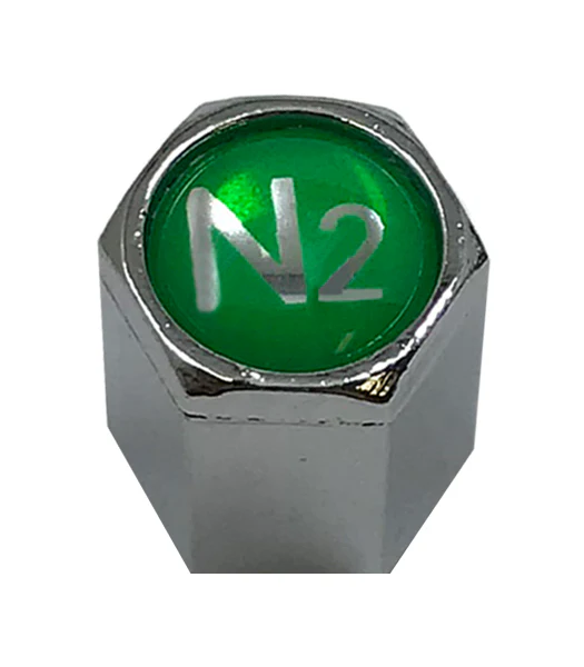 100 Pack Chromed Plastic Sealing Tire Valve Cap For TPMS Application W/ Green Nitro N2 ID Tip - Image 2
