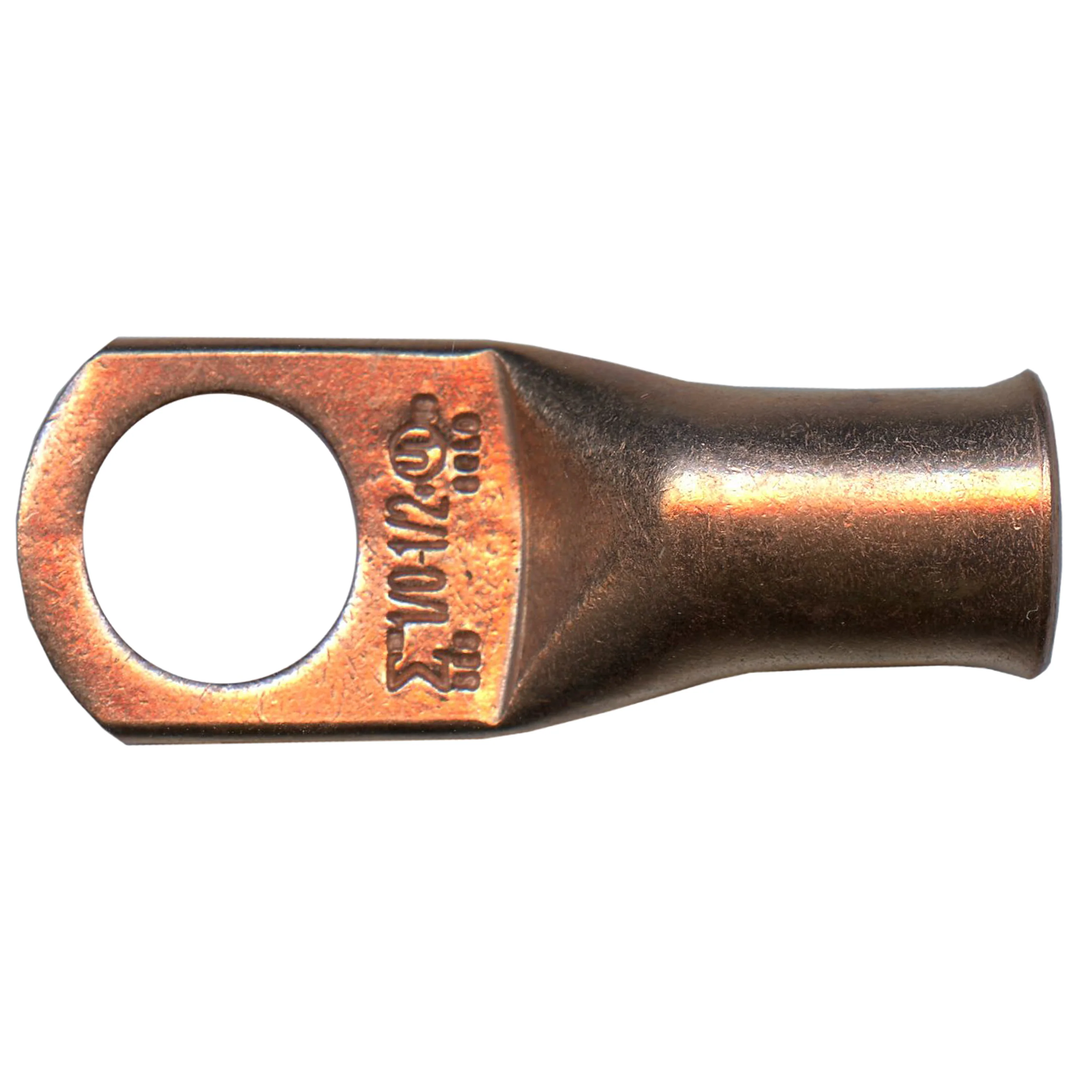 Standard Copper Lug 1/0 AWG 1/2" Ring Size - 10 or 100 Pack