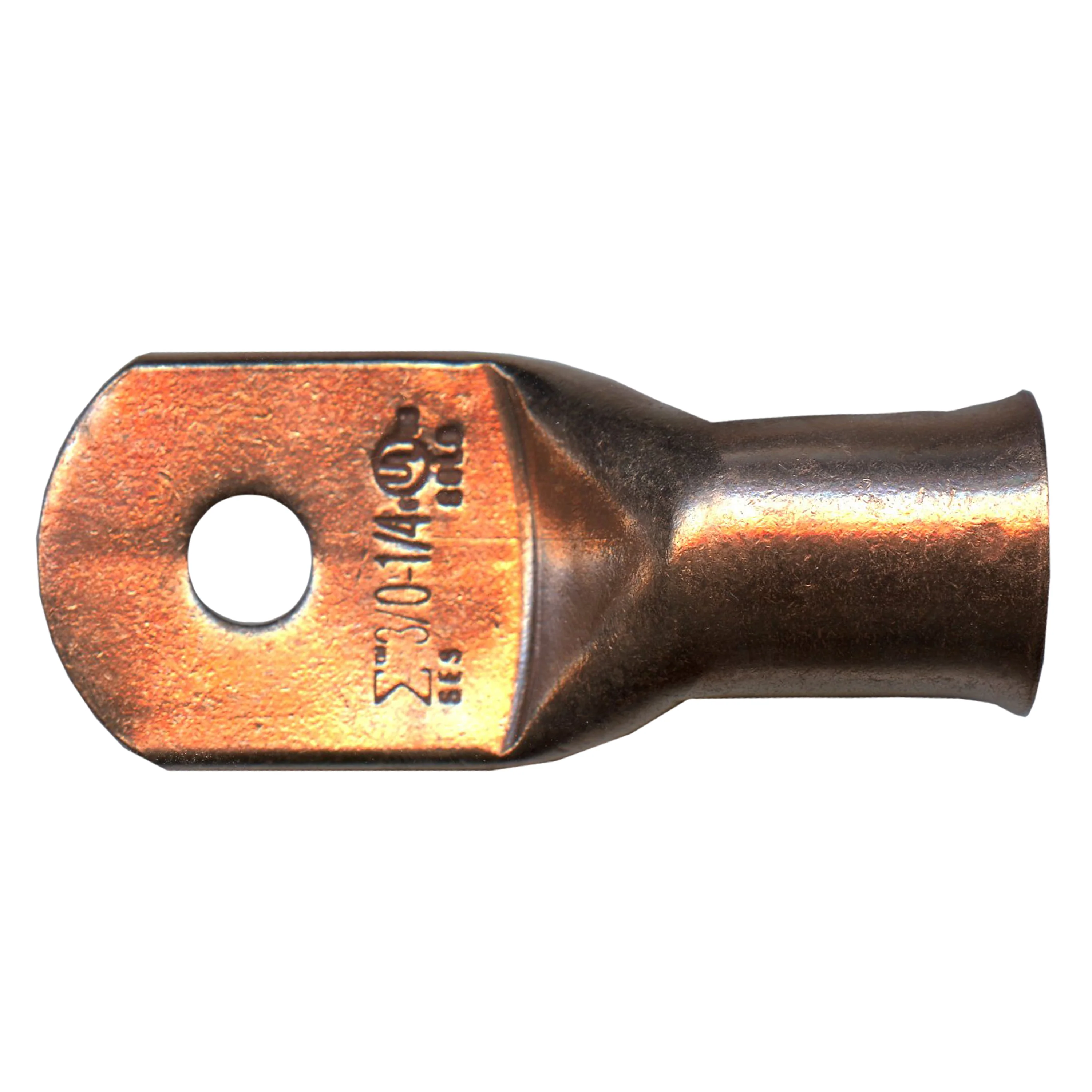 Standard Copper Lug 3/0 AWG 1/4" Ring Size - 10 or 100 Pack