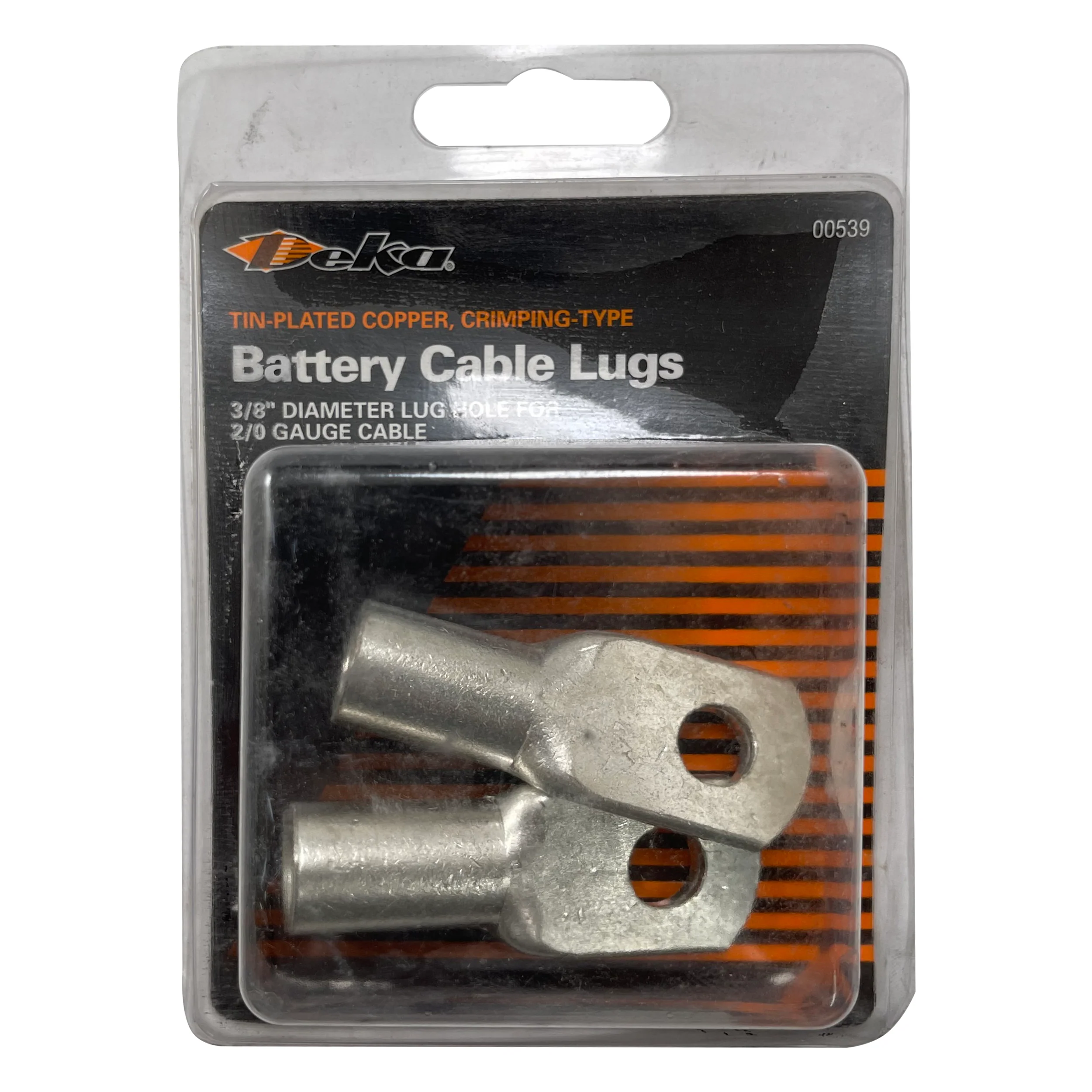 Deka 00539 (2) 2/0 AWG Tin Plated Copper Battery Cable Lugs 3/8" Ring Stud - USA - Image 2