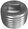 1/2" - Square Counter Sunk Pipe Plug, Plain Finish Drain Plug - 1 or 10 Pack