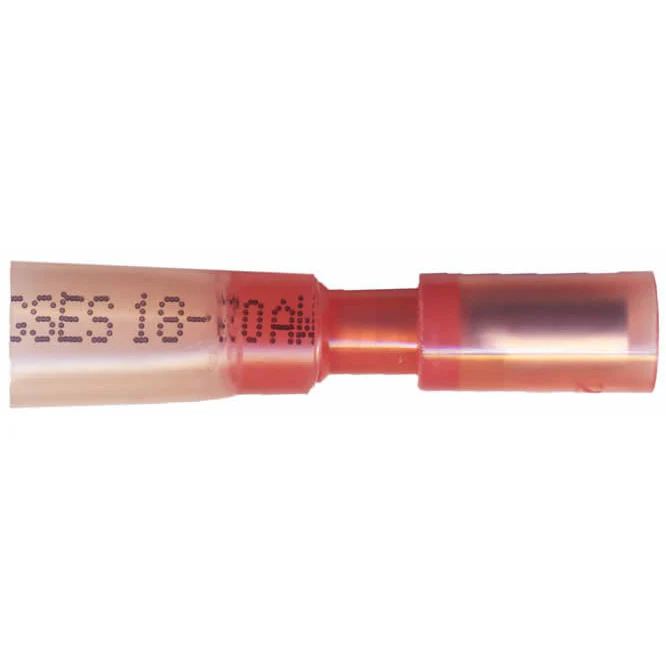 Heat Shrink & Crimp Red Female Bullet Connector 22-18 Gauge .180 Tab - 10 to 500 Pack