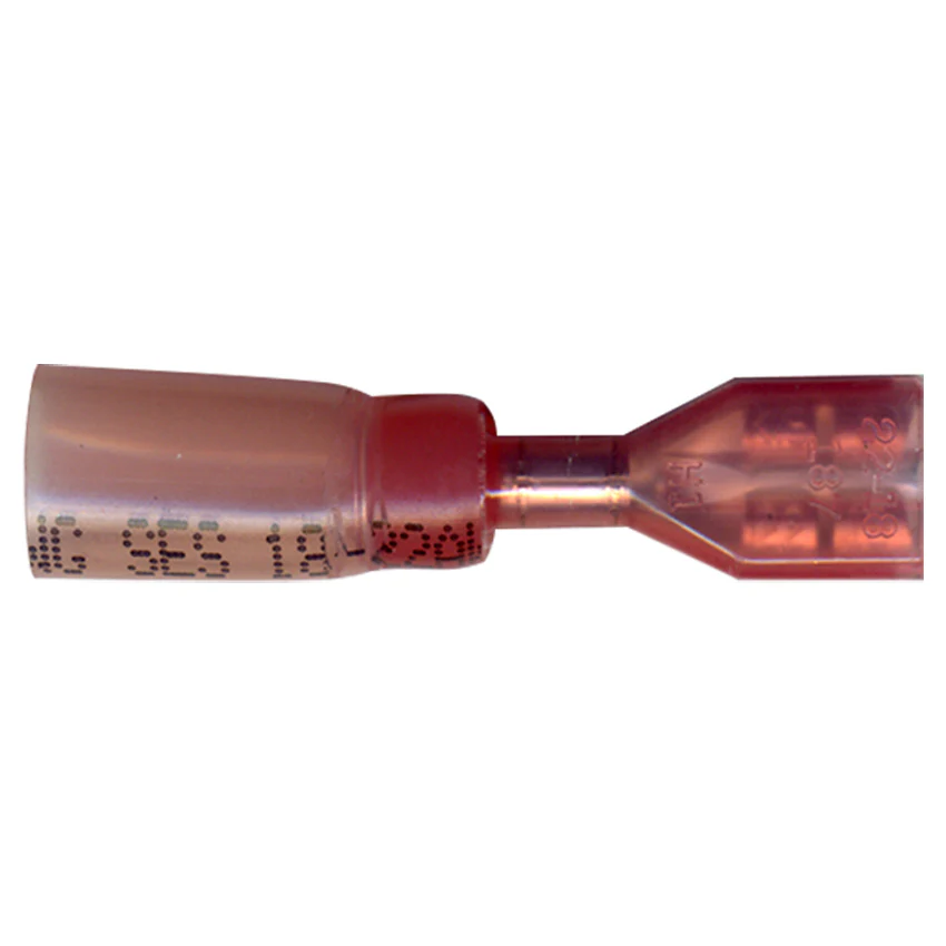 Heat Shrink & Crimp Red Fully Insulated Female Quick Disconnect 22-18 Gauge .187 Tab - 10 to 500 Pack