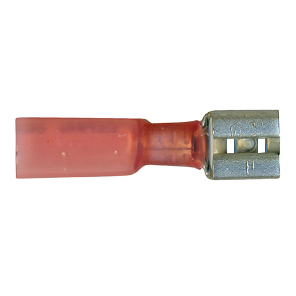 22-18 AWG Red Heat Shrink & Crimp Female Quick Disconnect - 0.250" Tab - 10 to 500 Pack