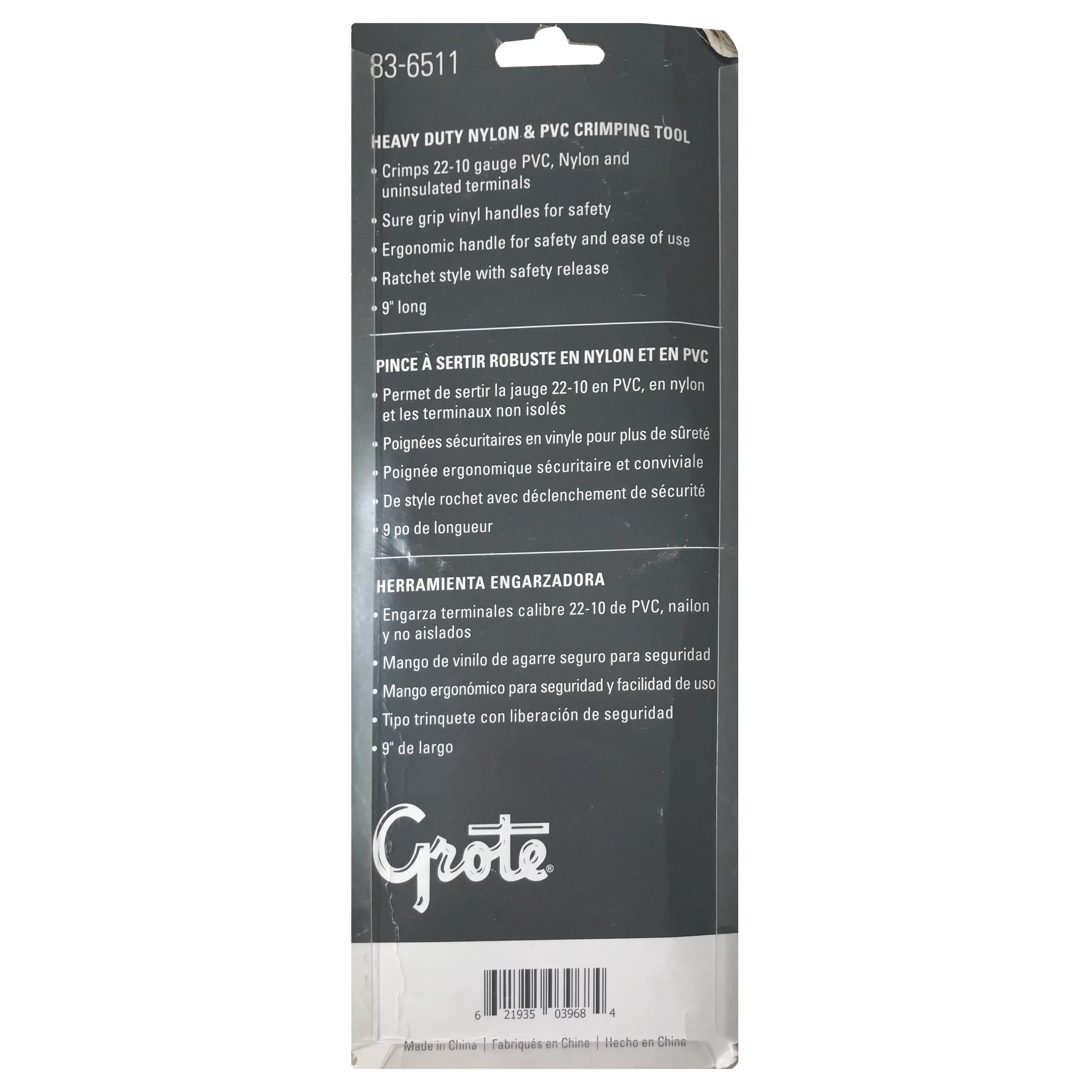 Grote Heavy Duty Ratcheting Crimper Tool for 22-10 Gauge Insulated Nylon & Vinyl PVC Terminals - Image 10