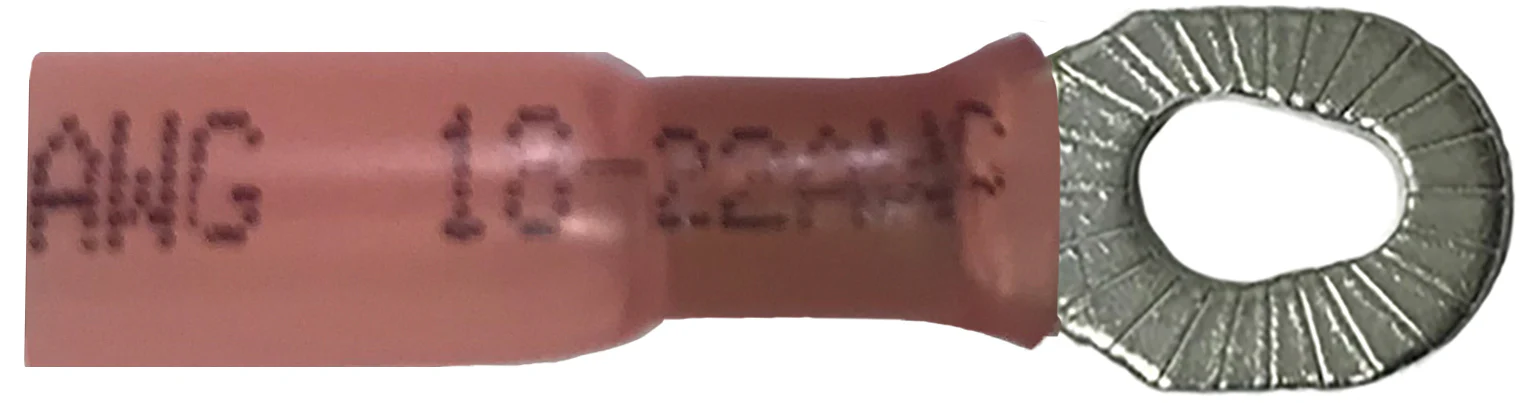 Heat Shrink & Crimp Red Multi Stud Ring Terminal 22-18 Gauge #10 #8 & #6 Stud - 10 to 500 Pack