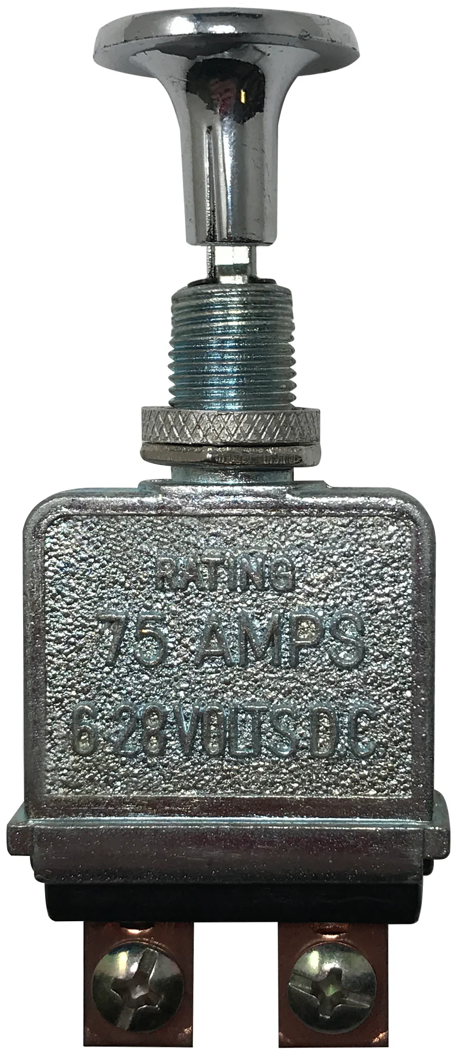 Heavy Duty Push-Pull Switch - 6-28V DC - 75A SPST - Chrome Metal Knob - 15/32" Mounting Hole - Image 4