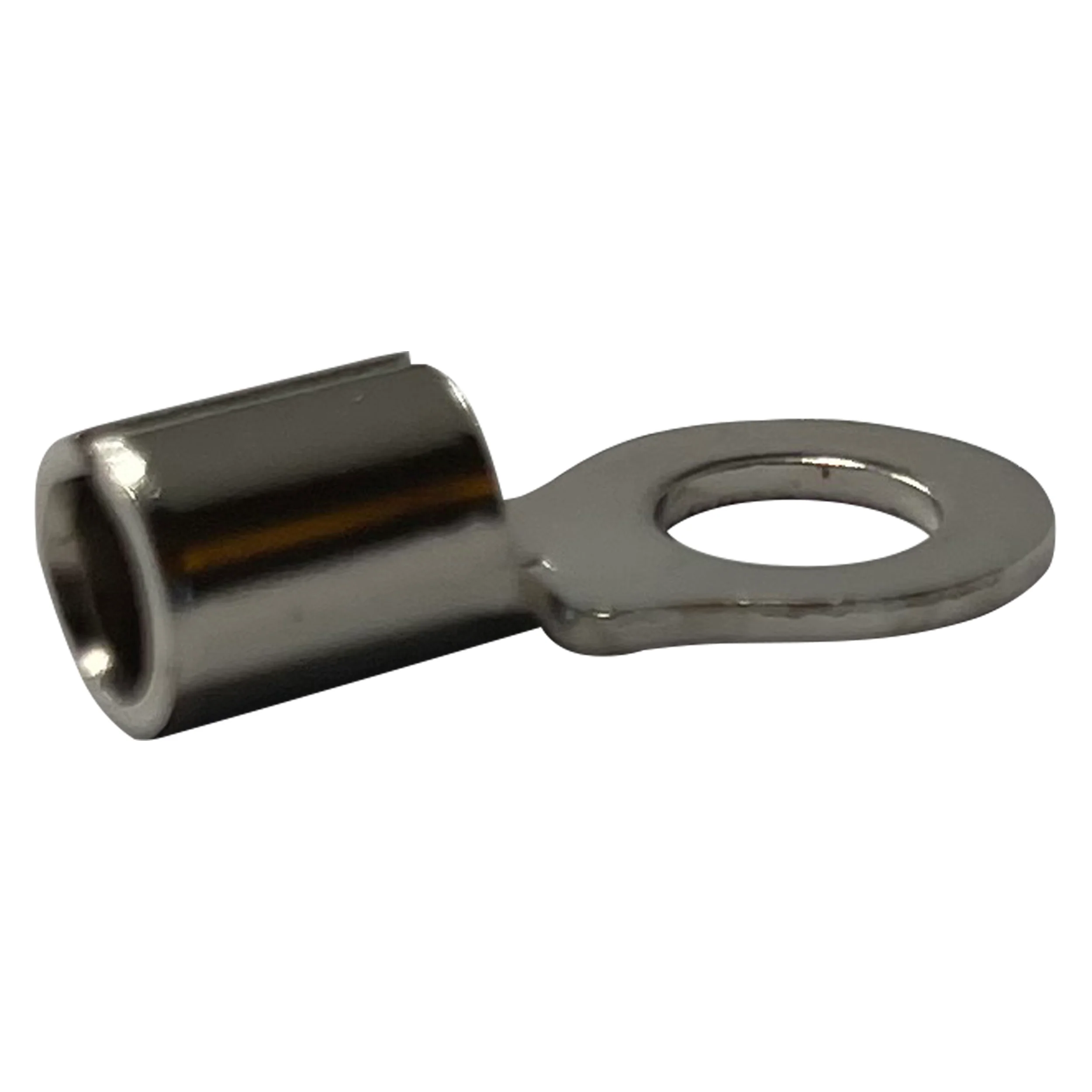 High Temperature Ring Terminals - 8 AWG, 1/4" Stud, Crimp, Non-Insulated, Nickel-Plated Steel - Made in USA - 100 Pack - Image 4