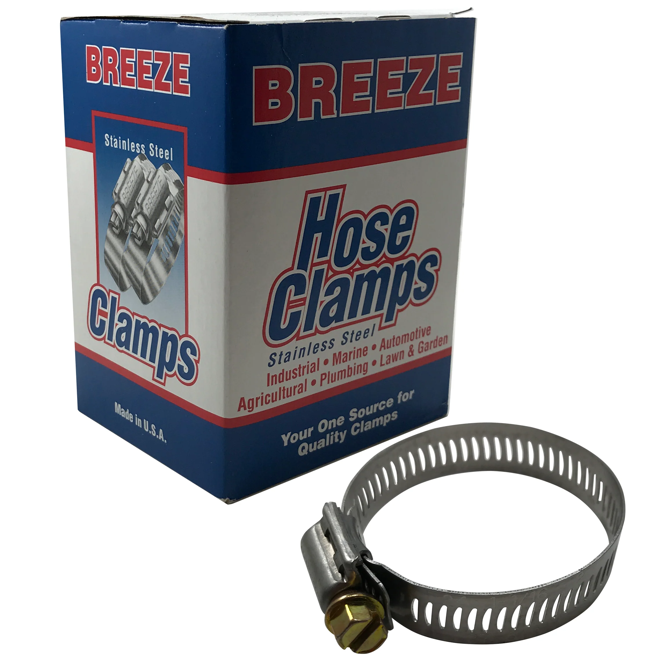 SAE #24 Stainless Steel Worm Gear Hose Clamp - 1-1/16" to 2" - 1/2" Band - 10 or 100 Pack - Made in USA - Image 2