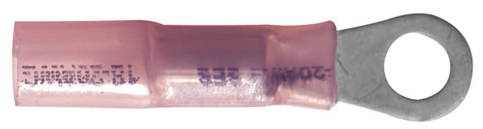 Heat Shrink & Crimp Red Ring Terminal 22-18 Gauge #8 Stud - 10 to 500 Pack