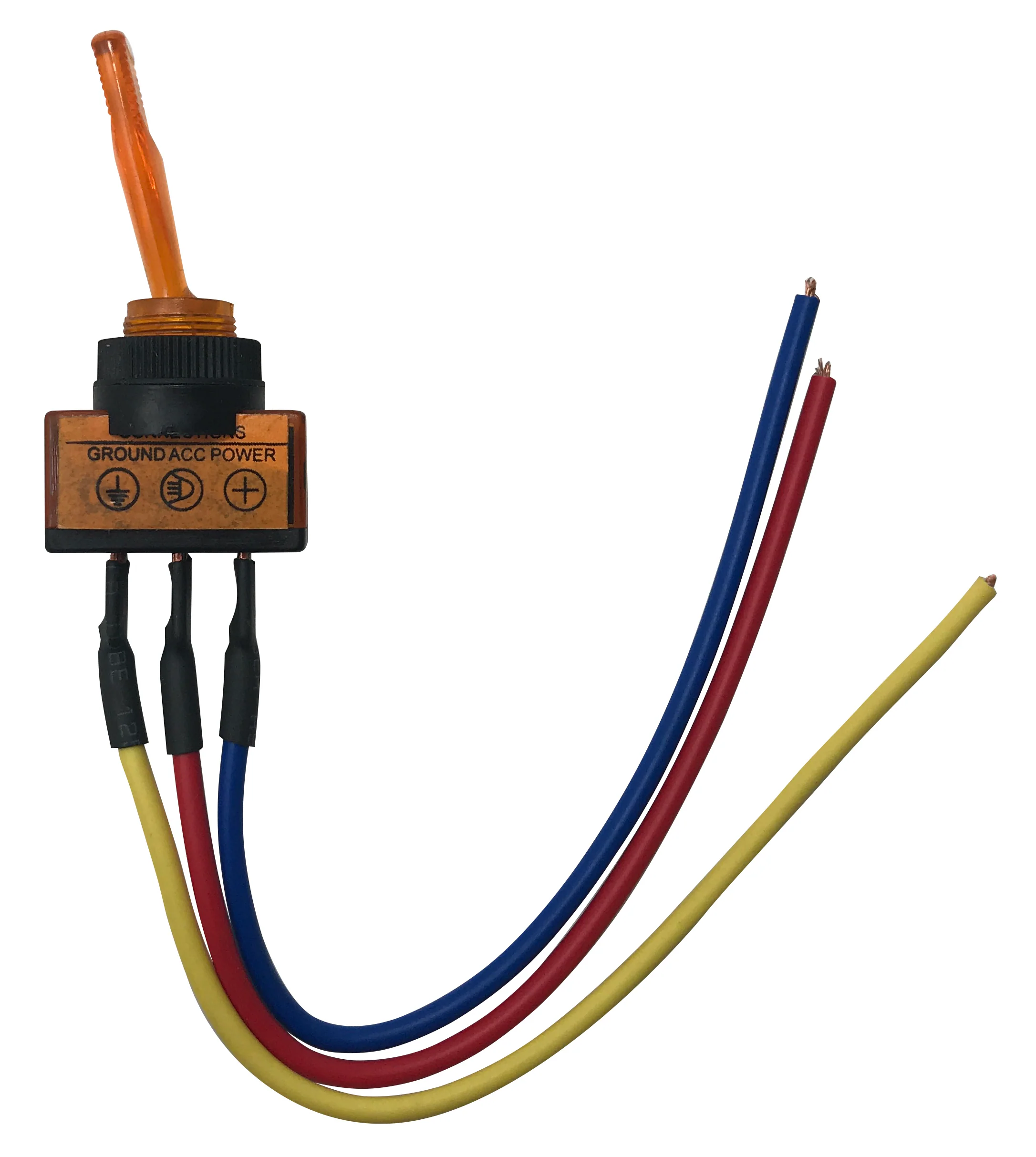 Universal Amber Illuminated ON / OFF Toggle Switch SPST - 12 Volt 10 Amp W/ 6 Inch Leads - 1 or 4 Pack - Image 2