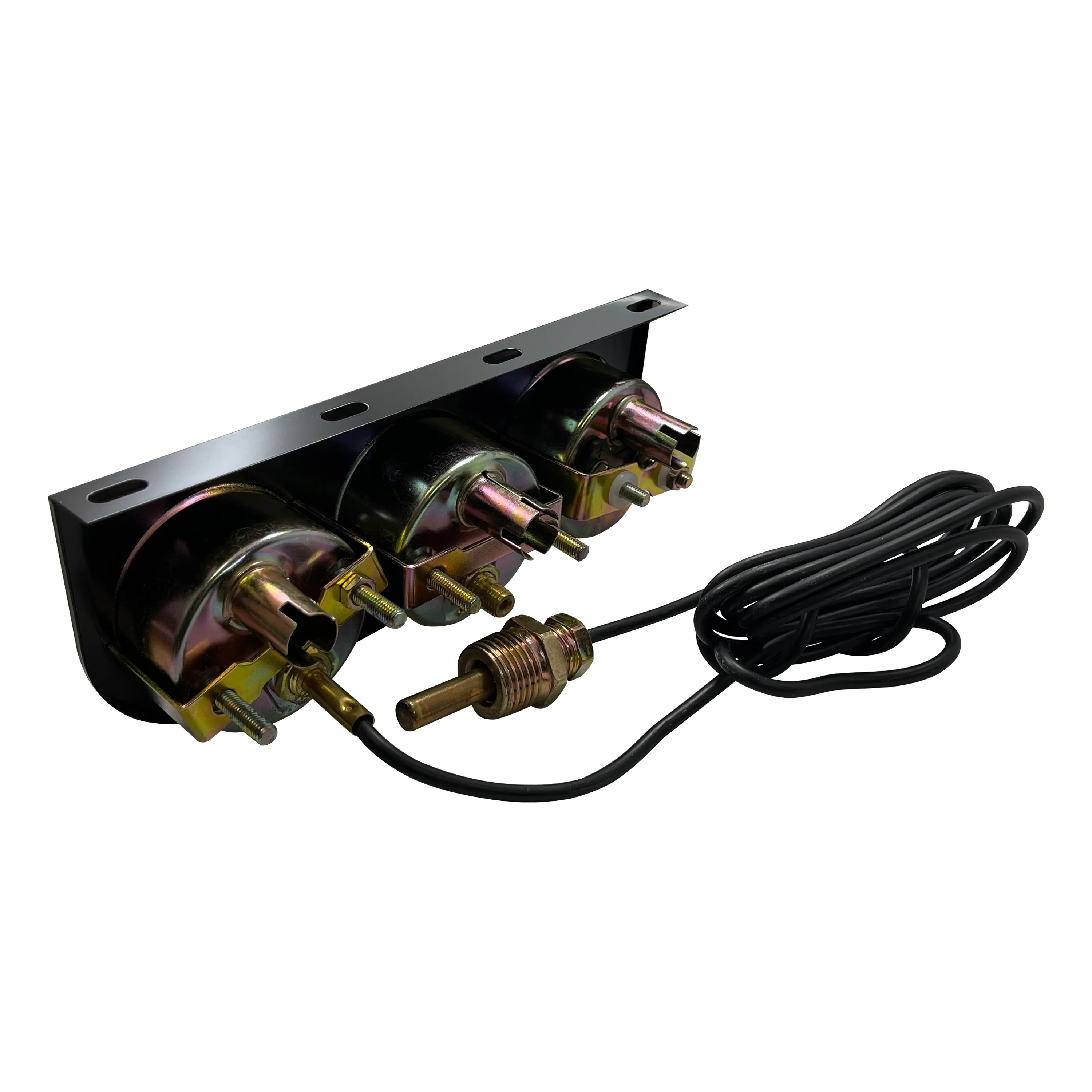 Black 2" Triple Gauge Set - Oil Pressure, Water Temp, Ammeter with Panel & Light Kit - Image 3