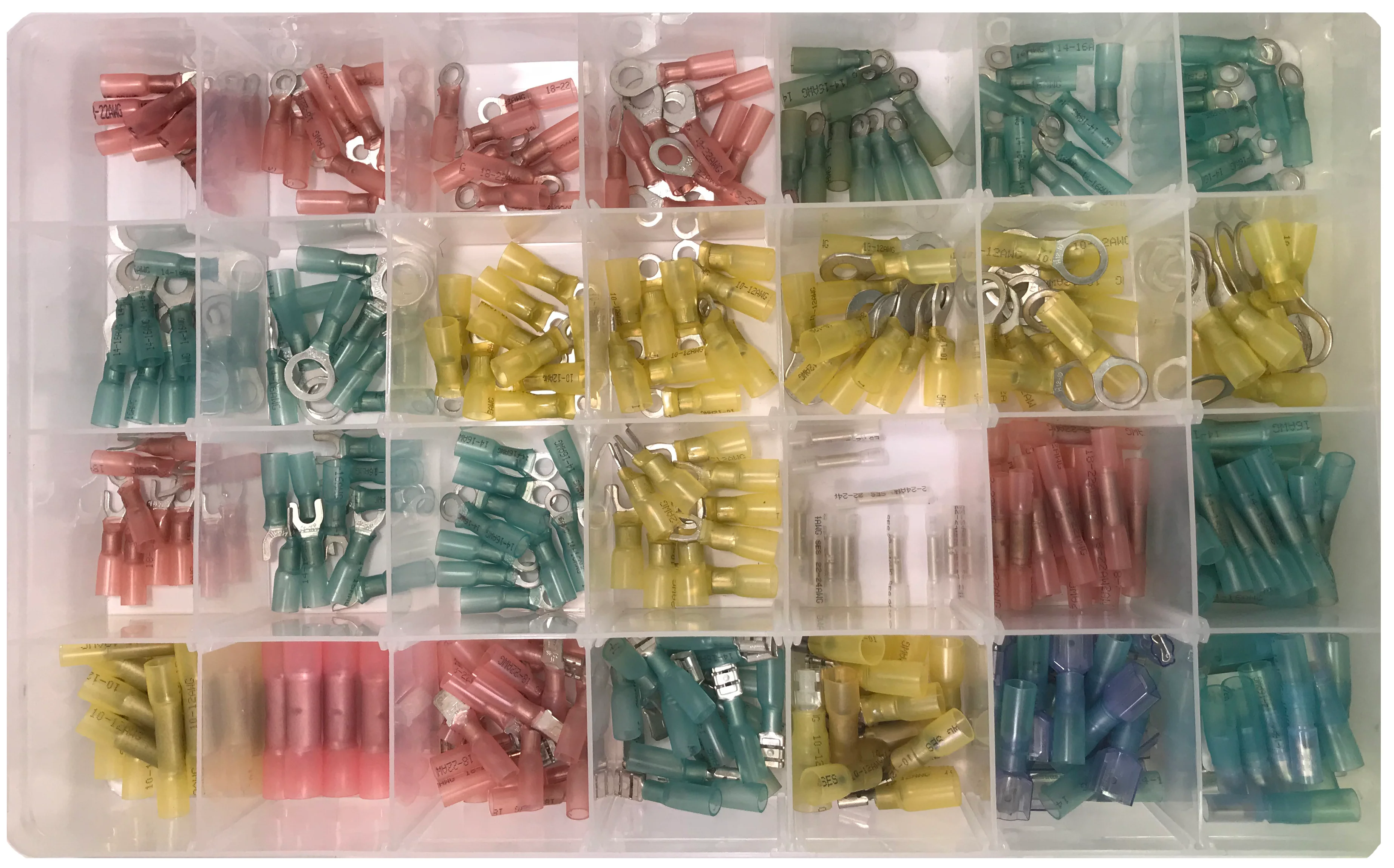 Heat Shrink & Crimp Wire Terminal Connector Assortment - 345 Piece Kit - Made in USA