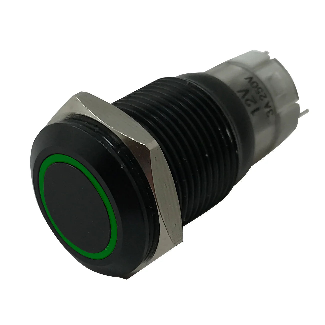 LED Latching Push Button Switch - 12V Black Metal - On/Off - 16mm Mount - 1 or 5 Pack - Image 13