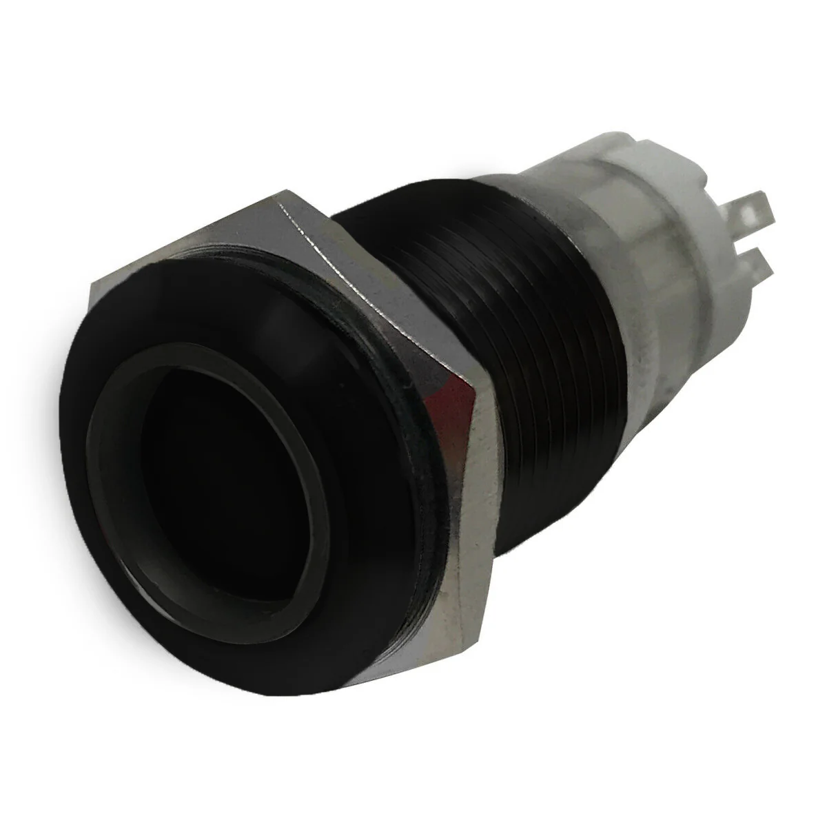 LED Latching Push Button Switch - 12V Black Metal - On/Off - 16mm Mount - 1 or 5 Pack - Image 3