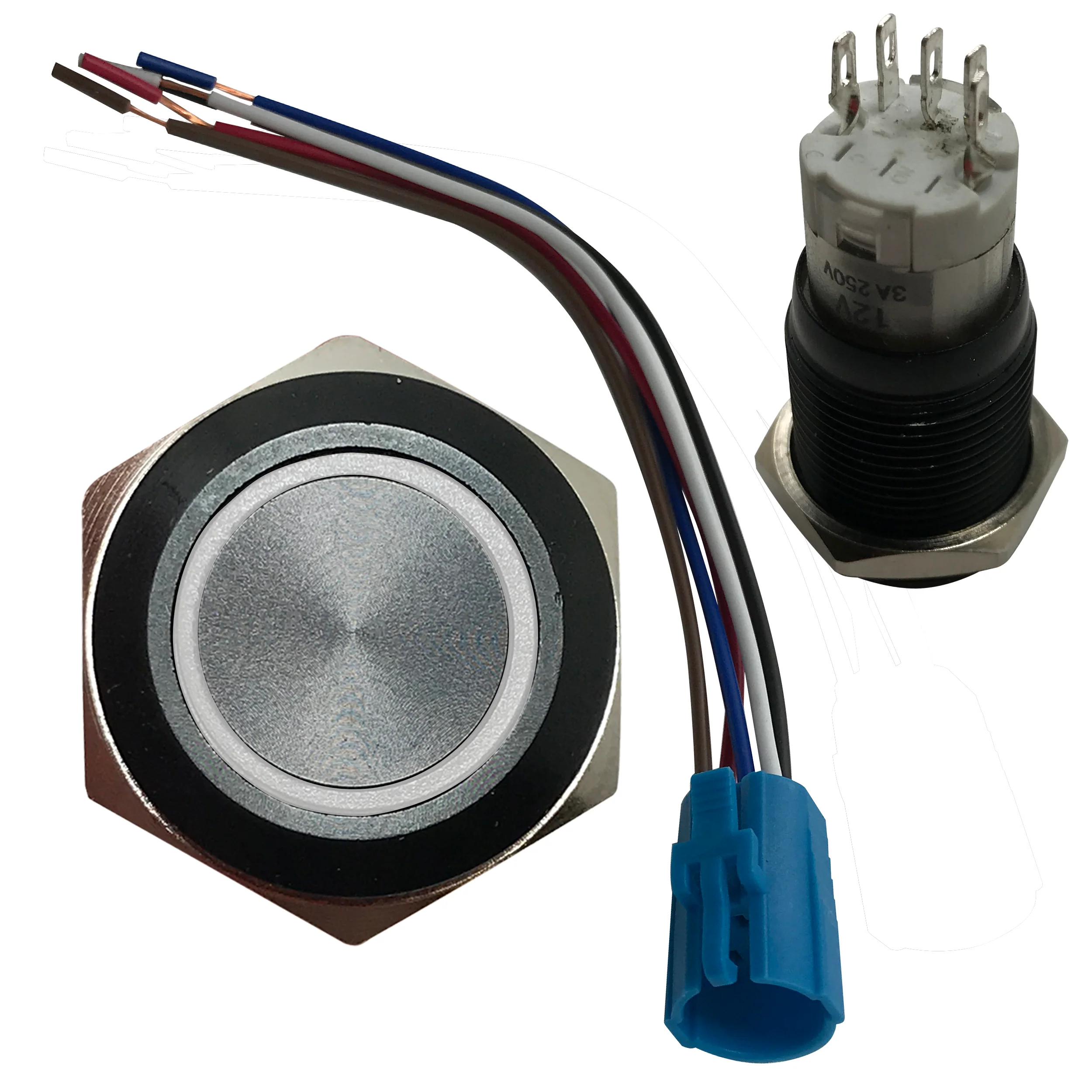 LED Latching Push Button Switch - 12V Black Metal - On/Off - 16mm Mount - 1 or 5 Pack - Image 38