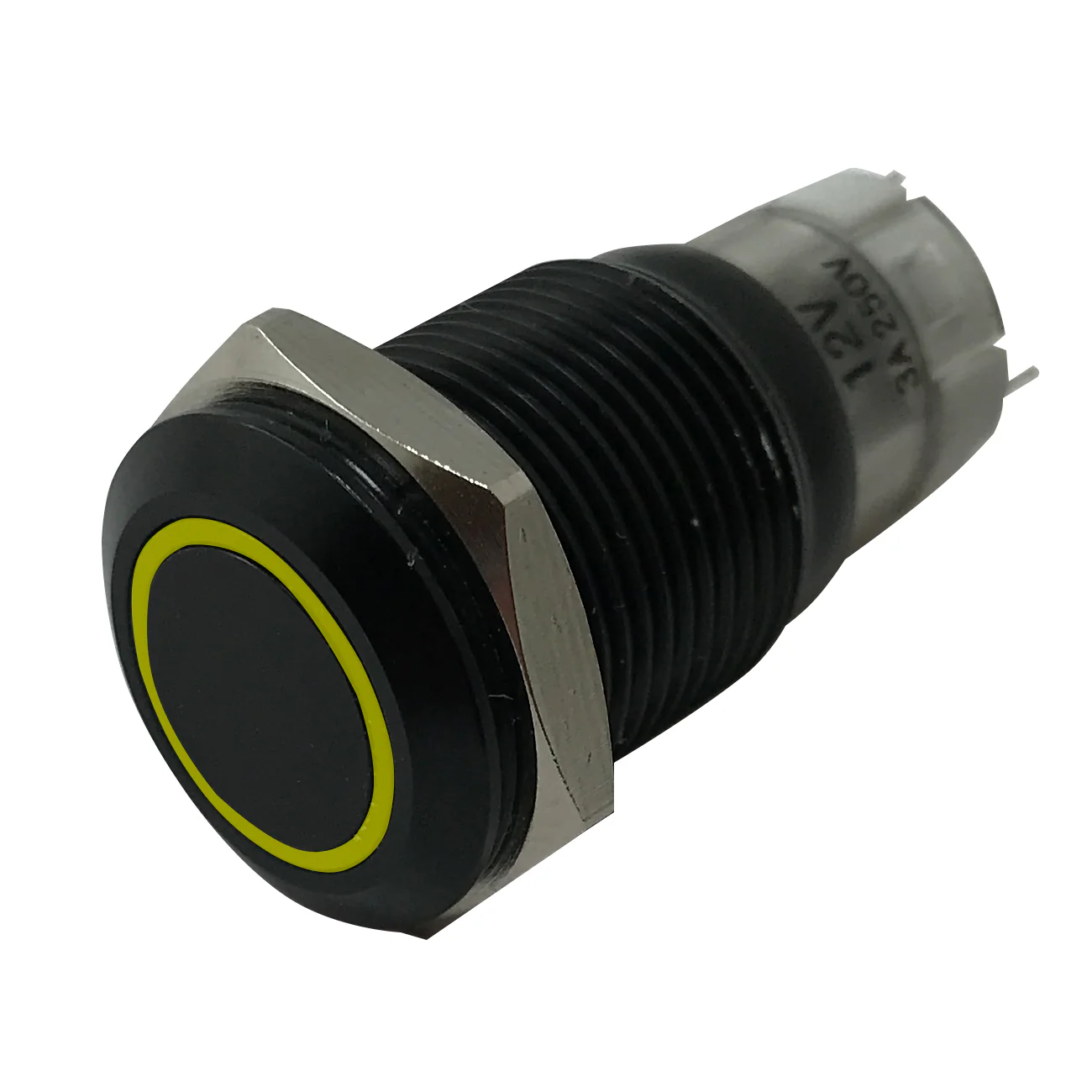 LED Latching Push Button Switch - 12V Black Metal - On/Off - 16mm Mount - 1 or 5 Pack - Image 49
