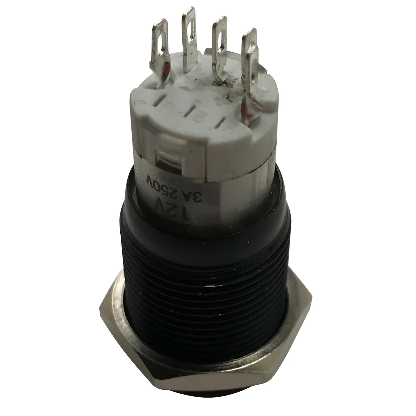 LED Latching Push Button Switch - 12V Black Metal - On/Off - 16mm Mount - 1 or 5 Pack - Image 54