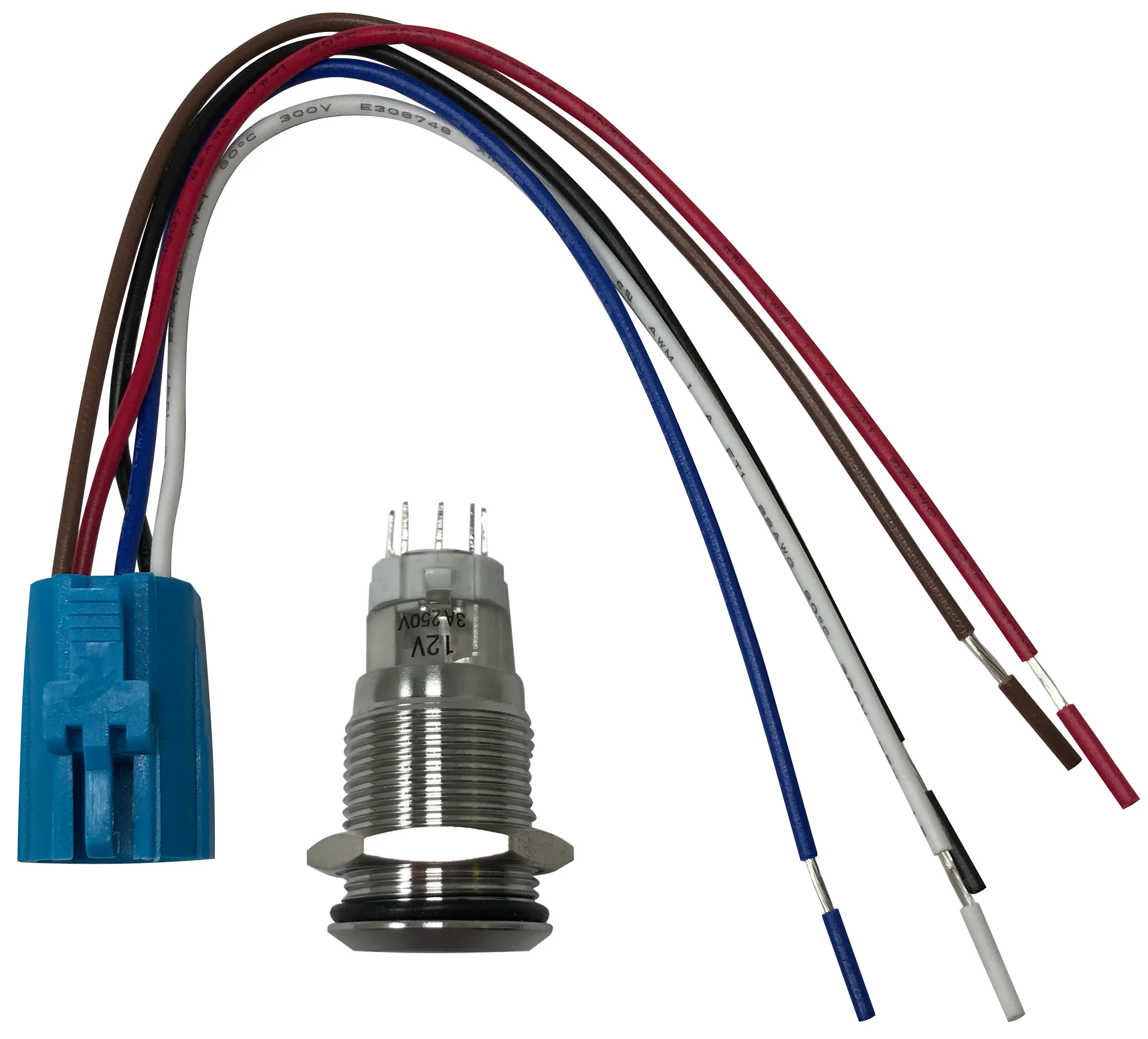 LED Latching Push Button Switch - 12V Stainless Steel - On/Off - 16mm Mount - Image 12