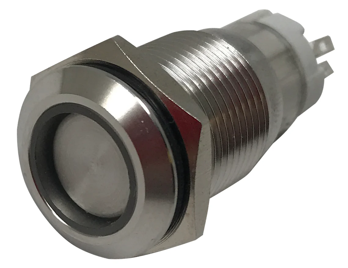 LED Latching Push Button Switch - 12V Stainless Steel - On/Off - 16mm Mount - Image 20