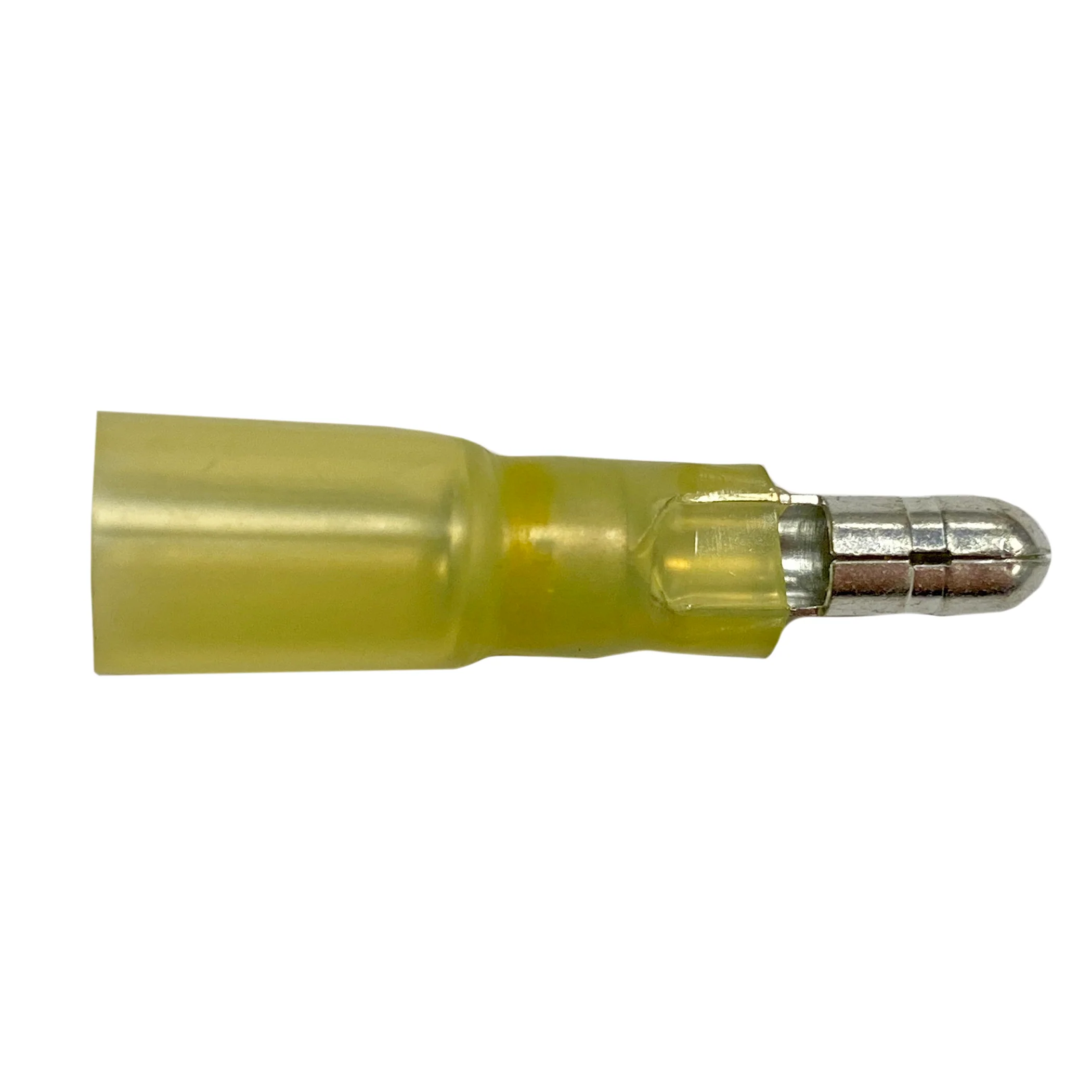 Heat Shrink & Crimp Yellow Male Bullet Connector 12-10 Gauge .195 Tab - 10 or 100 Pack